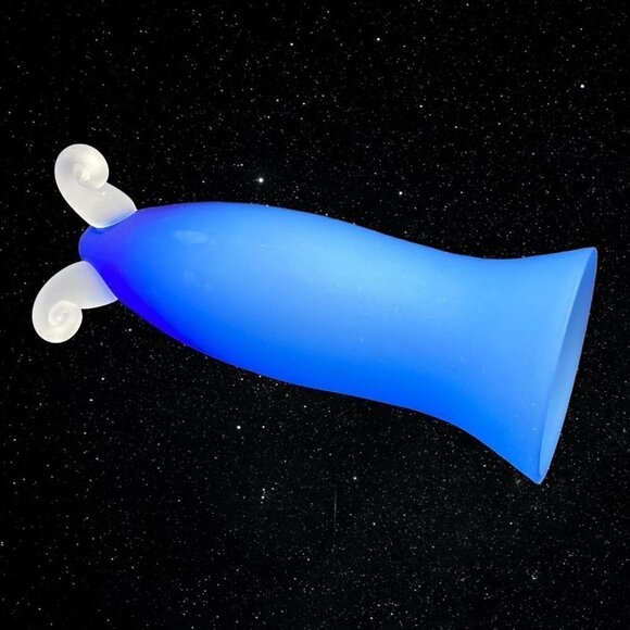 Art Glass Frosted Satin Footed Blue Clear Bud Vase 7”T 3”W - Picture 6 of 7